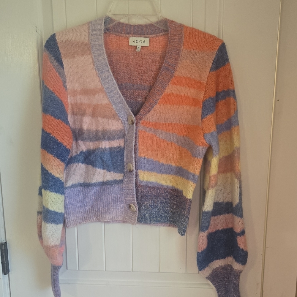 ACOA Multicolor Striped Women's Cardigan